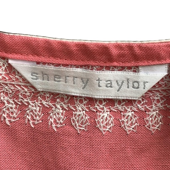 Sherry Taylor Tunic Top Women's Medium Embroidered Boho Sleeveless Blouse - Picture 4 of 9